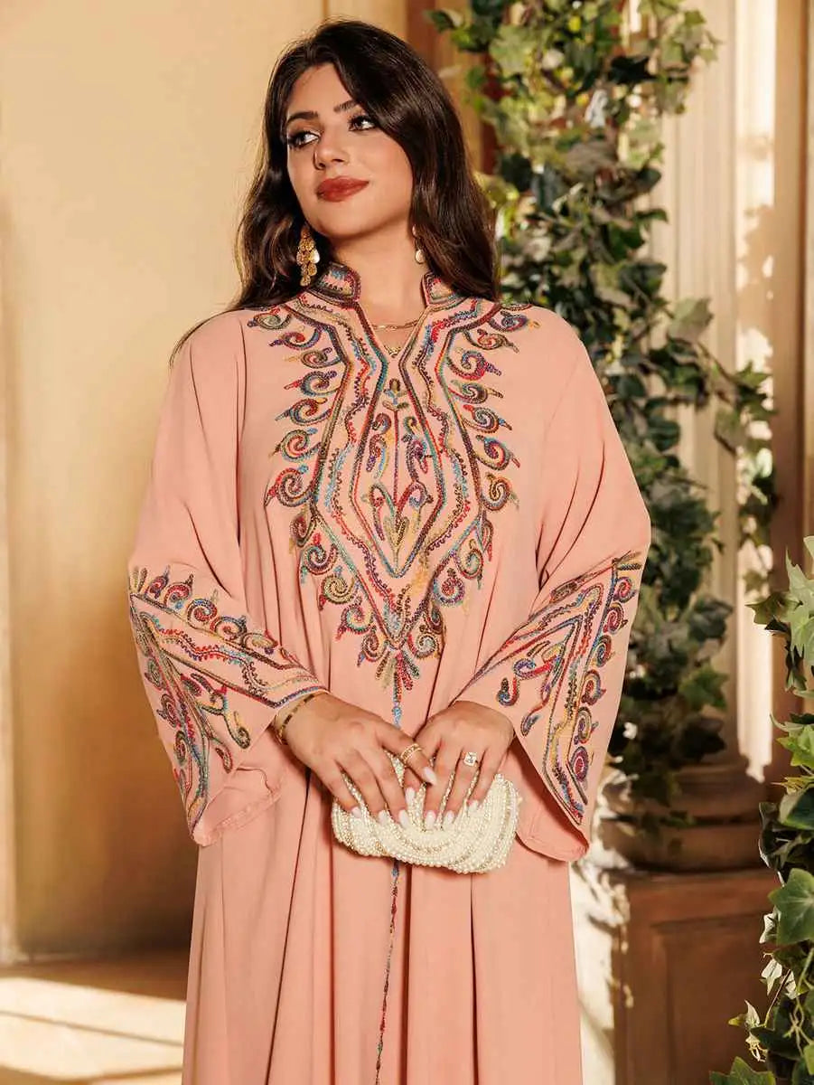 Elegant Eid Embroidery Kaftan Dress for Women - Floral Design #24421 | Perfect for Eid Celebrations, Wedding Guest Outfits & Special Occasions
