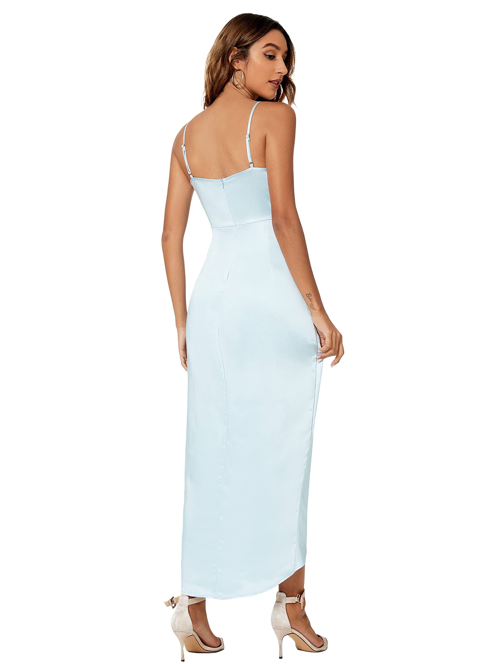 Sexy V-Neck Backless Maxi Dress for Women - Sleeveless Spaghetti Straps Cocktail Party Dress | Elegant Evening Gown for Date Night, Club Wear & Special Occasions