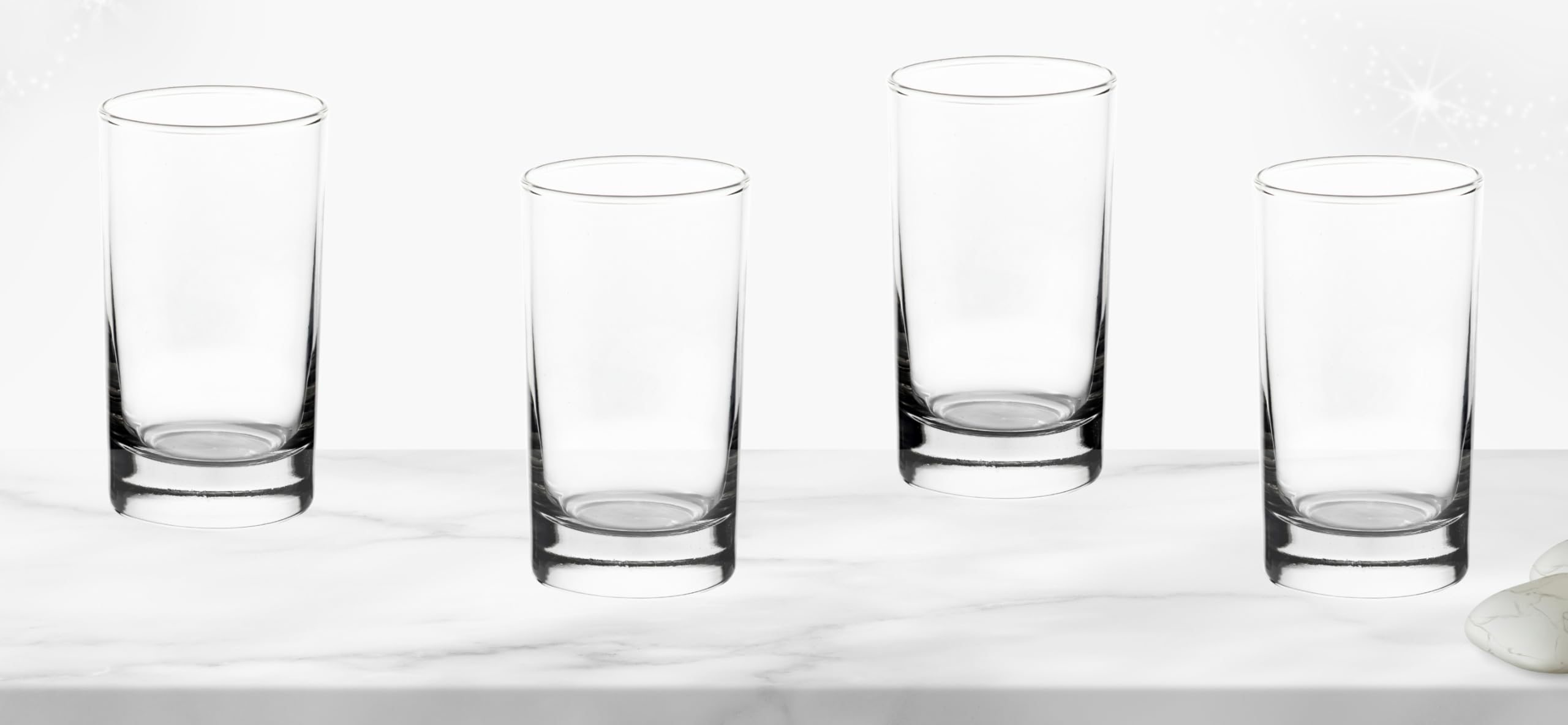 Premium 11.5oz Clear Glassware Set of 4 - Tall Drinking Glasses for Water, Juice, Wine, Iced Coffee & Cocktails - Durable Modern Drinkware for Kitchen, Bar & Restaurant Use - Perfect for Entertaining, Parties & Everyday Refreshments