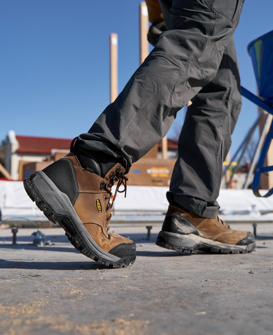 Men's Evanston 6 Waterproof Work Boot with Carbon Toe - Bison/Black - Durable Safety Boots for Construction & Outdoor Work