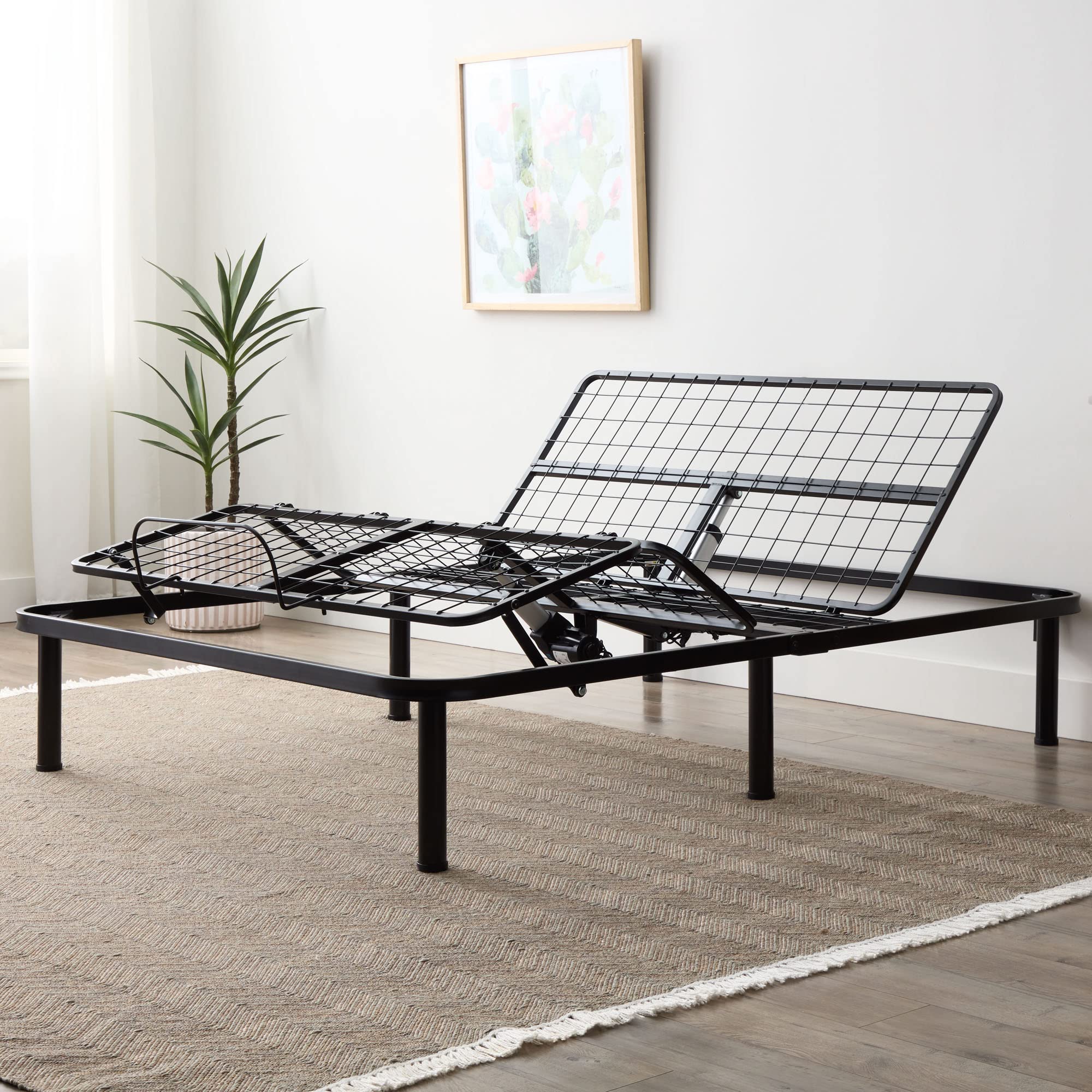 Linenspa Adjustable Bed Frame with Independent Head & Foot Incline - Quiet Powerful Motor - Tool-Free Assembly - Ergonomic Electric Bed Base (Queen Size) - Perfect for Lounging, Watching TV, Working & Reading