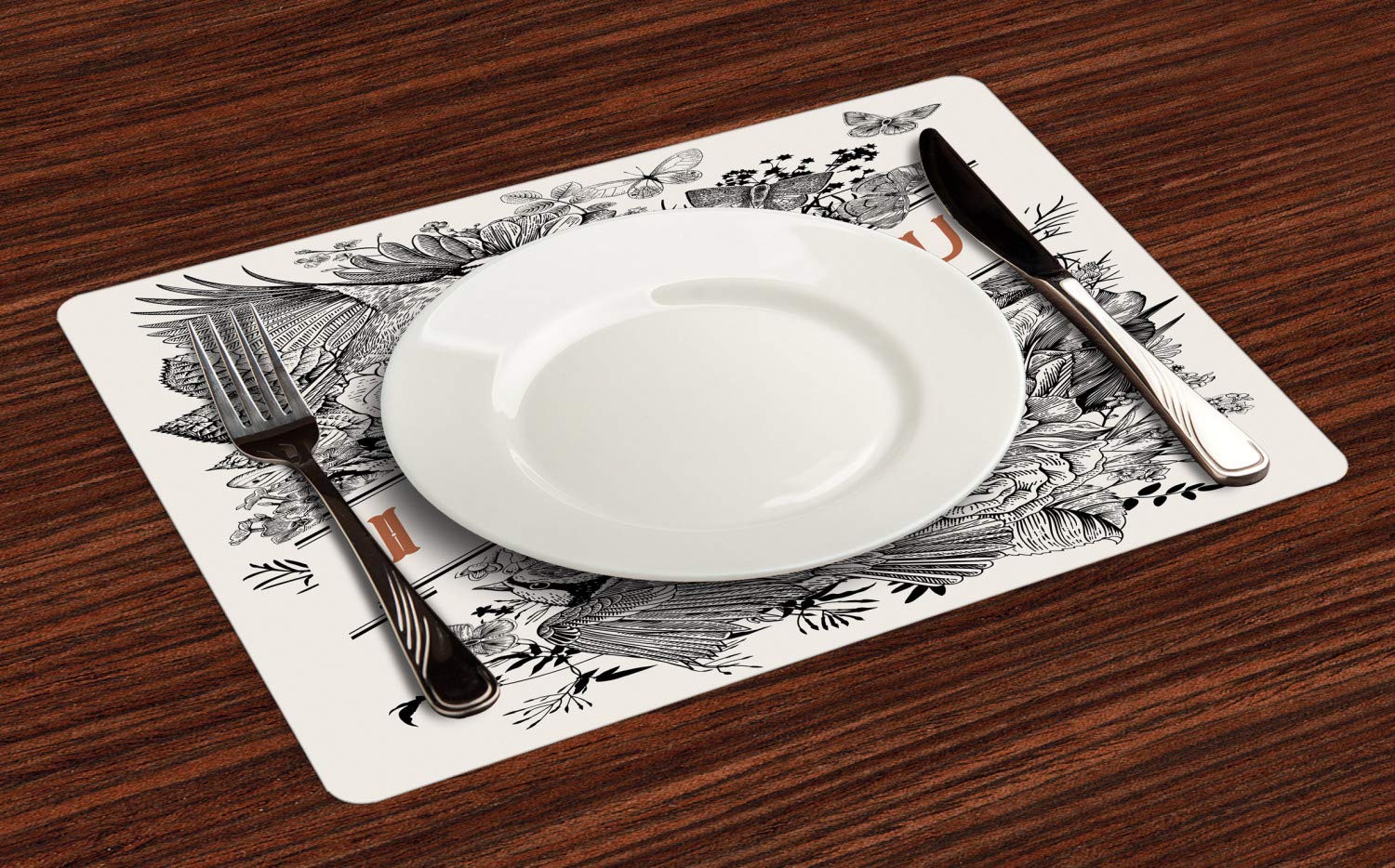Ambesonne Vintage Valentine Placemats Set of 4 - Romantic 