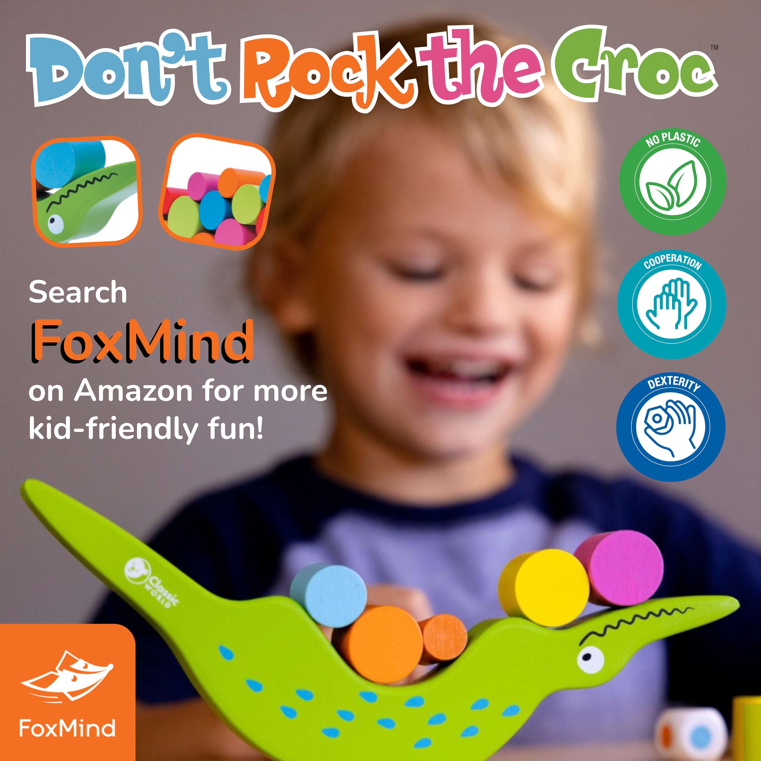 Foxmind Games Don't Rock The Croc - Fun Toddler Board Game for Boys & Girls Ages 3-5 | Exciting Multiplayer Kids Game for Family Game Night | Perfect Birthday Gift & Preschool Learning Activity