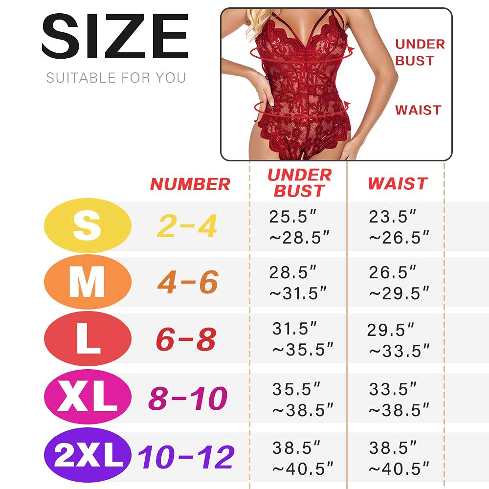 Sexy Lace Teddy Lingerie for Women - Strappy One-Piece Bodysuit & Babydoll | Perfect for Valentine's Day, Honeymoon & Romantic Nights