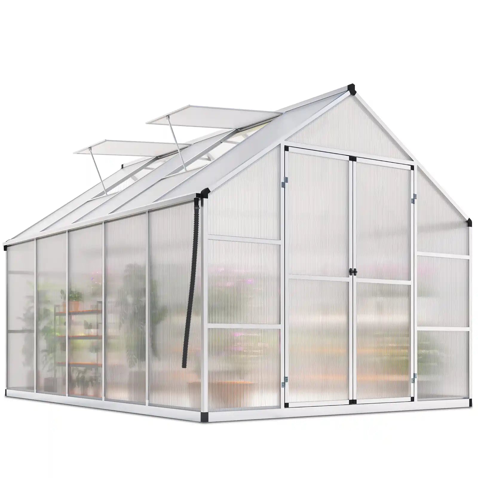 Premium Walk-in Polycarbonate Greenhouse Kit - 6'x8' Sturdy & Weatherproof Backyard Garden Greenhouse for Year-Round Planting | Perfect for Vegetables, Flowers & Seed Starting