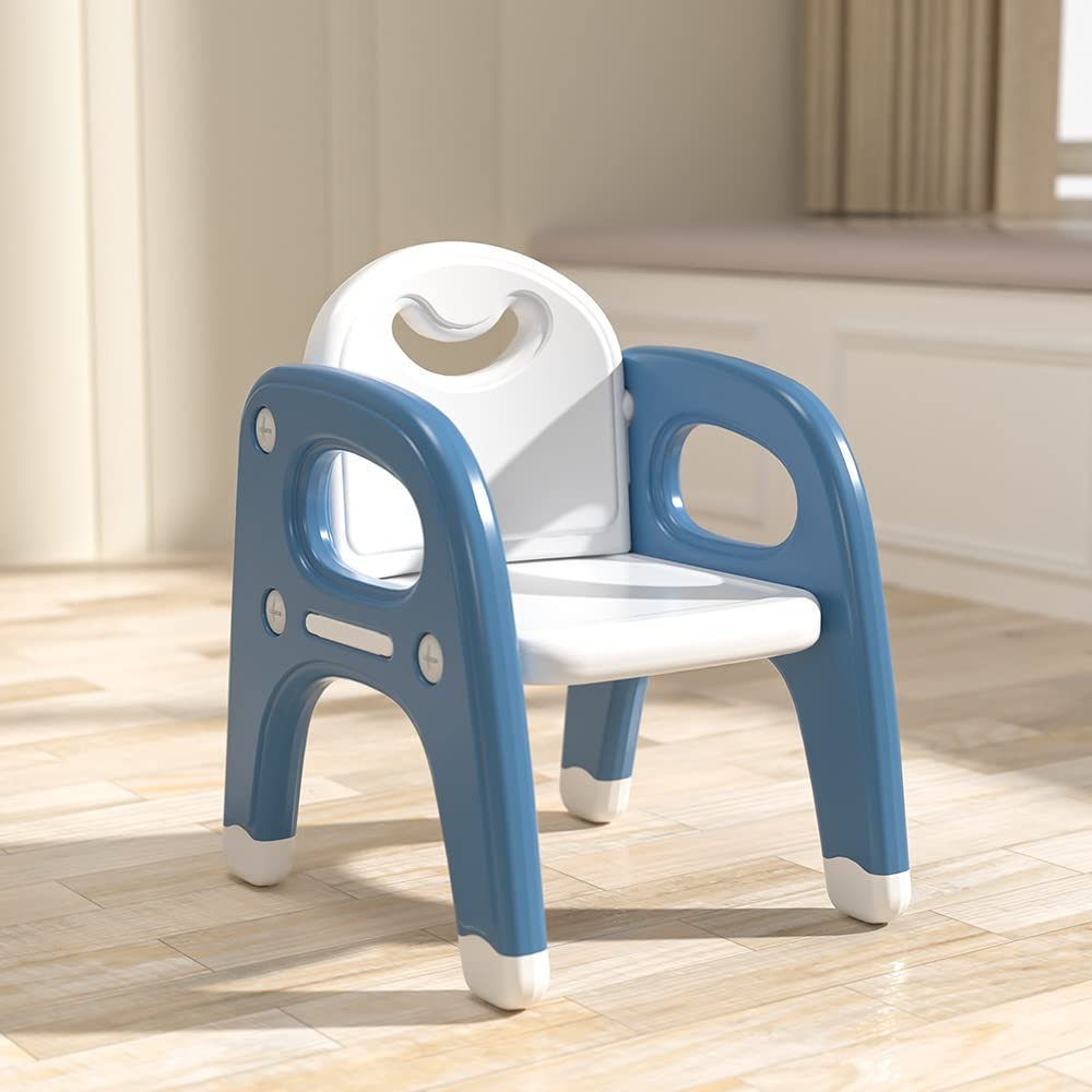 SUOSHEN Kids Table and Chair Set - 1/2/3 Piece Folding Activity Table with Storage, Stackable Plastic Toddler Furniture for Reading, Play & Learning - Indoor/Outdoor Use (Blue) - Perfect for Playrooms, Classrooms & Backyards