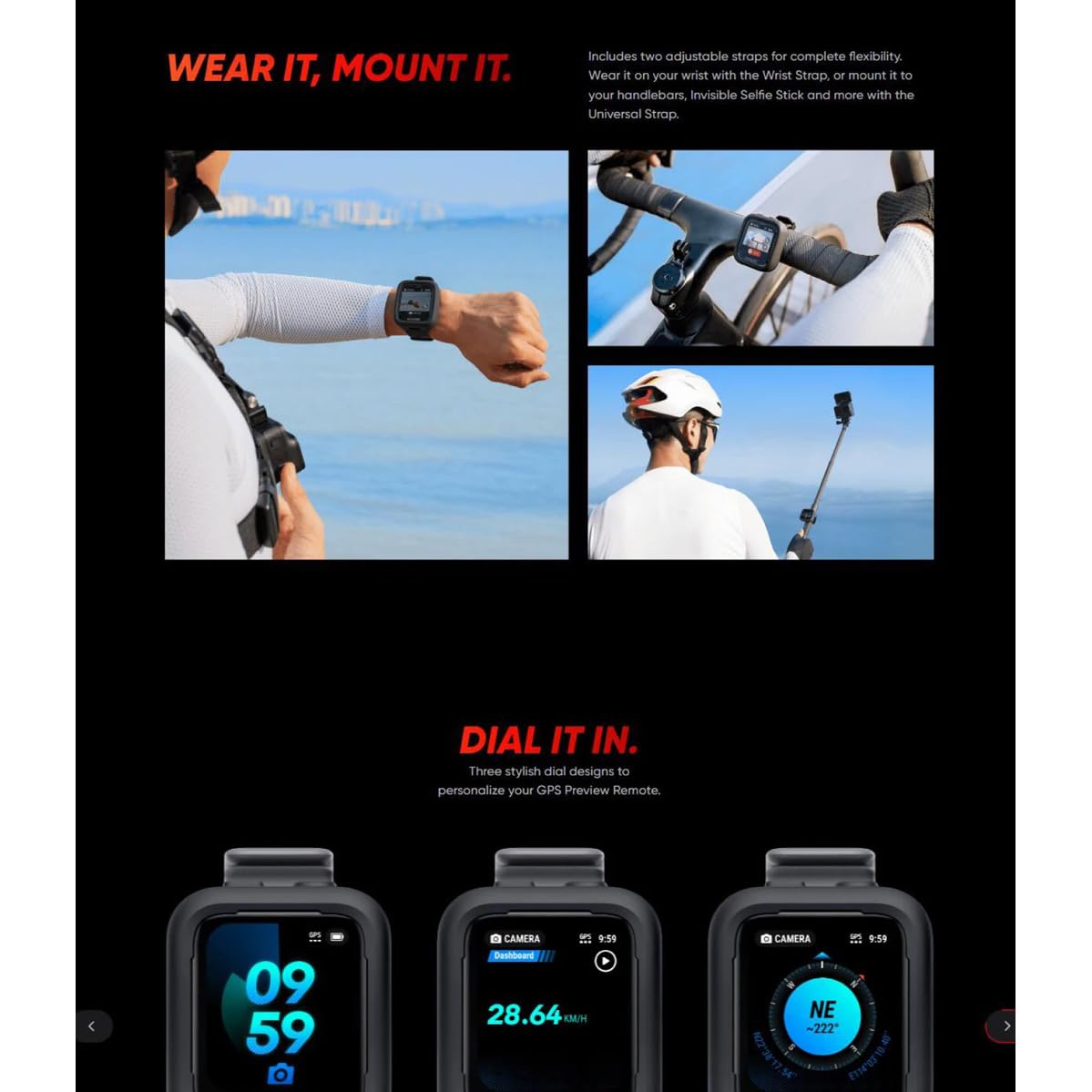 Insta360 X4 / Ace / Ace Pro GPS Preview Remote Control - Original Accessories for 360° Action Camera - Perfect for Vlogging, Travel & Outdoor Adventures