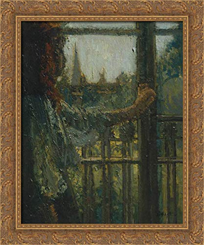 Walter Sickert 'Girl At A Window, Little Rachel' 20x24 Inch Gold Ornate Wood Framed Canvas Art - Perfect for Living Room, Bedroom & Office Wall Decor