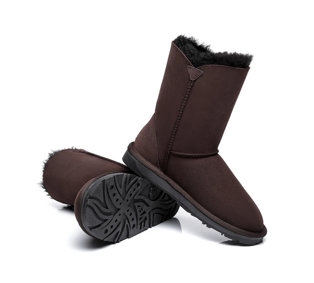 EVERAU® Women's UGG Boots Genuine Sheepskin Wool Short Twin Button Winter Snow Boots for Comfort & Warmth - Perfect for Casual Outfits, Winter Walks & Cozy Indoor Wear