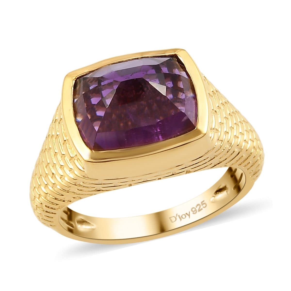 925 Sterling Silver Vermeil Yellow Gold Plated Amethyst Ring for Women & Men - Elegant Jewelry Gift for Valentine's Day, Anniversary & Special Occasions
