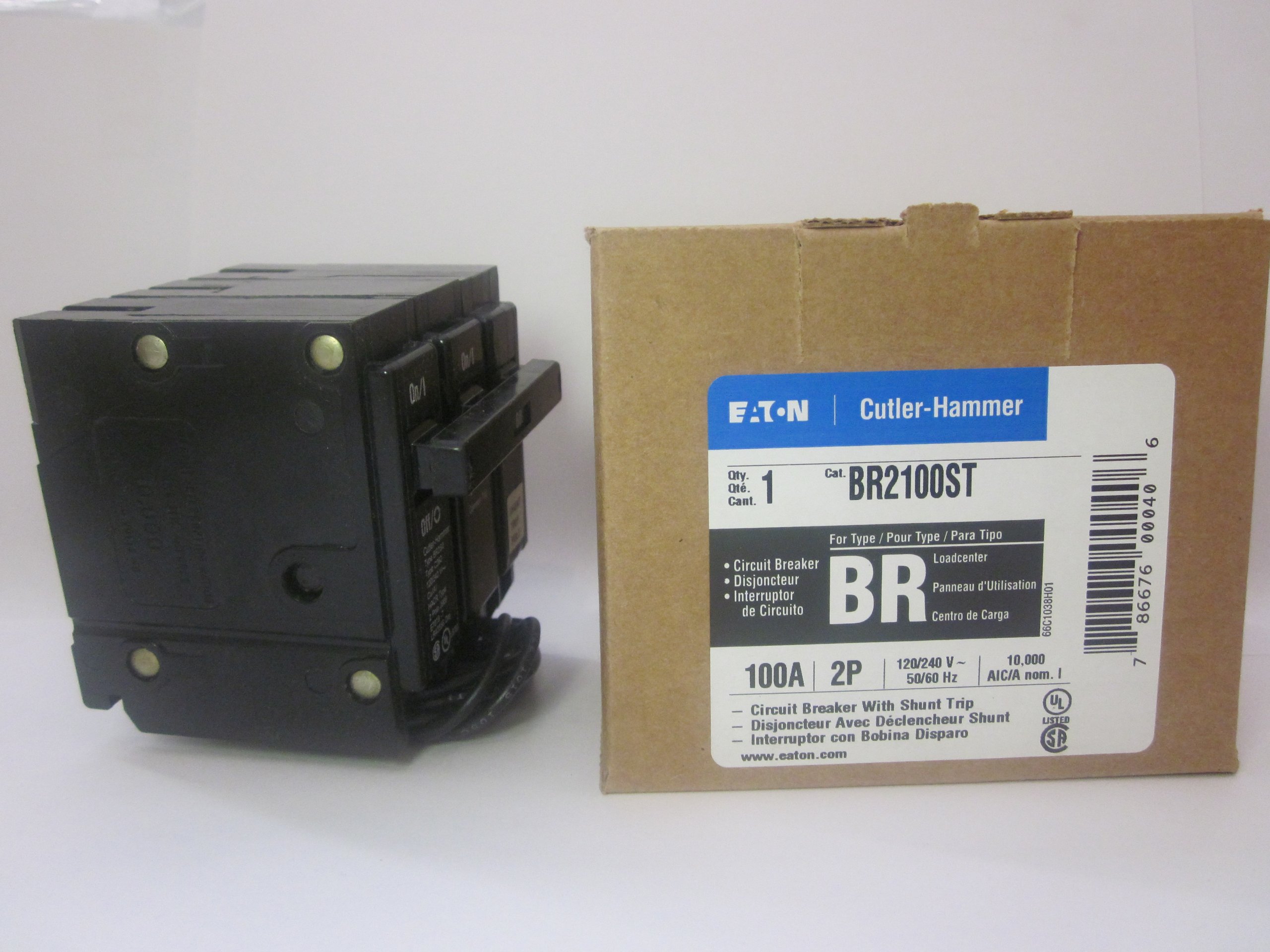 Cutler Hammer BR2100ST 100-Amp 2-Pole Circuit Breaker with Shunt Trip - Ideal for Commercial Electrical Panels & Industrial Equipment Protection