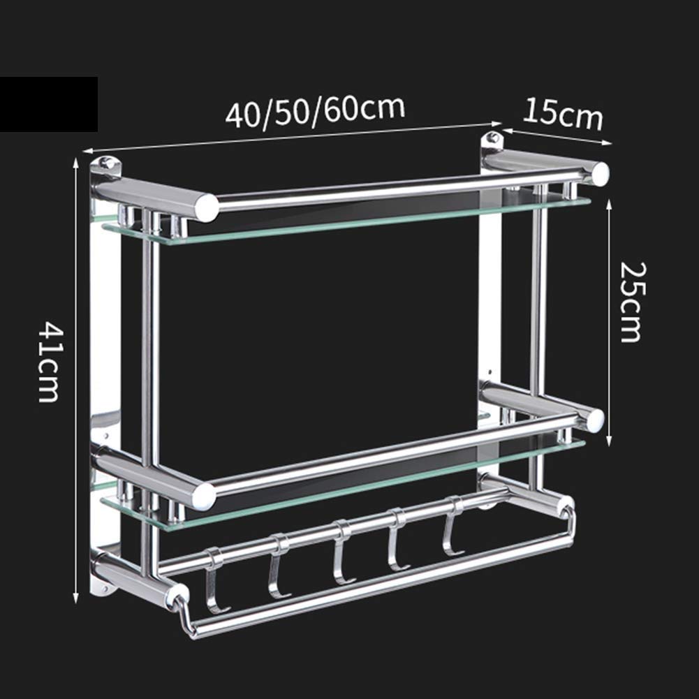 2-Tier Adjustable Bathroom Shelf with Towel Rail & Shower Holder - Space-Saving Storage for Shampoo, Soap & Towels - Perfect for Small Bathrooms & Shower Rooms