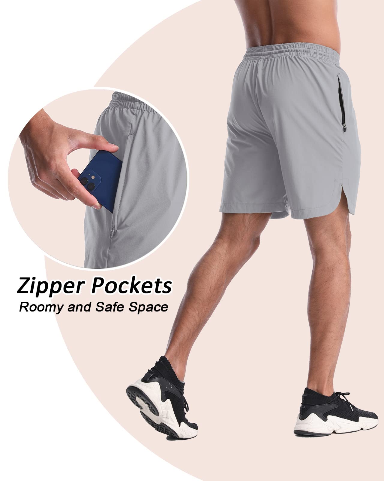 CANGHPGIN 2 Pack Men's Running Shorts 7 Inch - Quick Dry Athletic Gym Shorts with Pockets for Workout, Jogging & Training - Lightweight Breathable Sports Shorts for Men