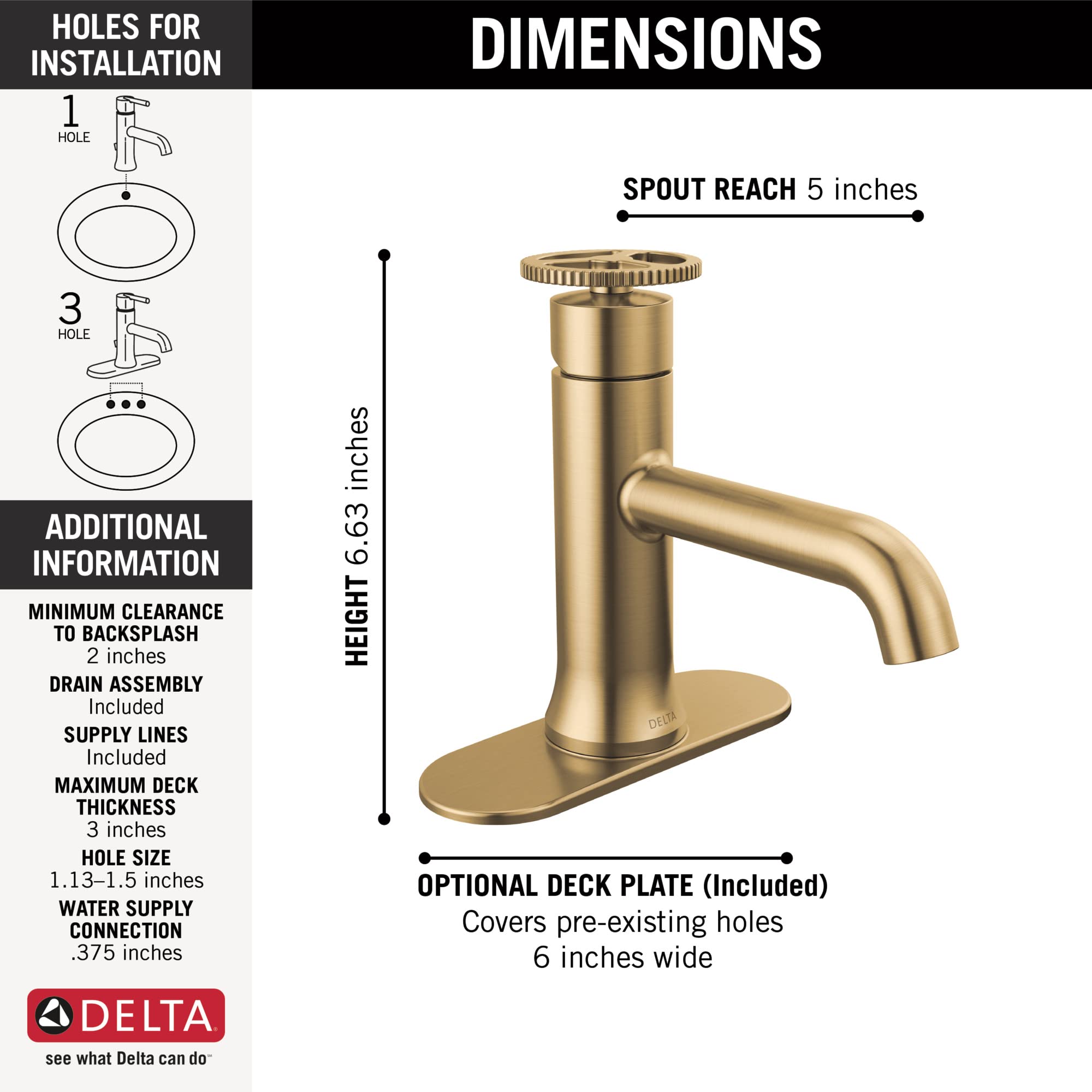 Delta Trinsic Single Hole Bathroom Faucet in Champagne Bronze - WaterSense Certified, Diamond Seal Technology, Single Handle Bathroom Sink Faucet with Drain Assembly - Perfect for Modern Bathroom Vanities and Powder Rooms