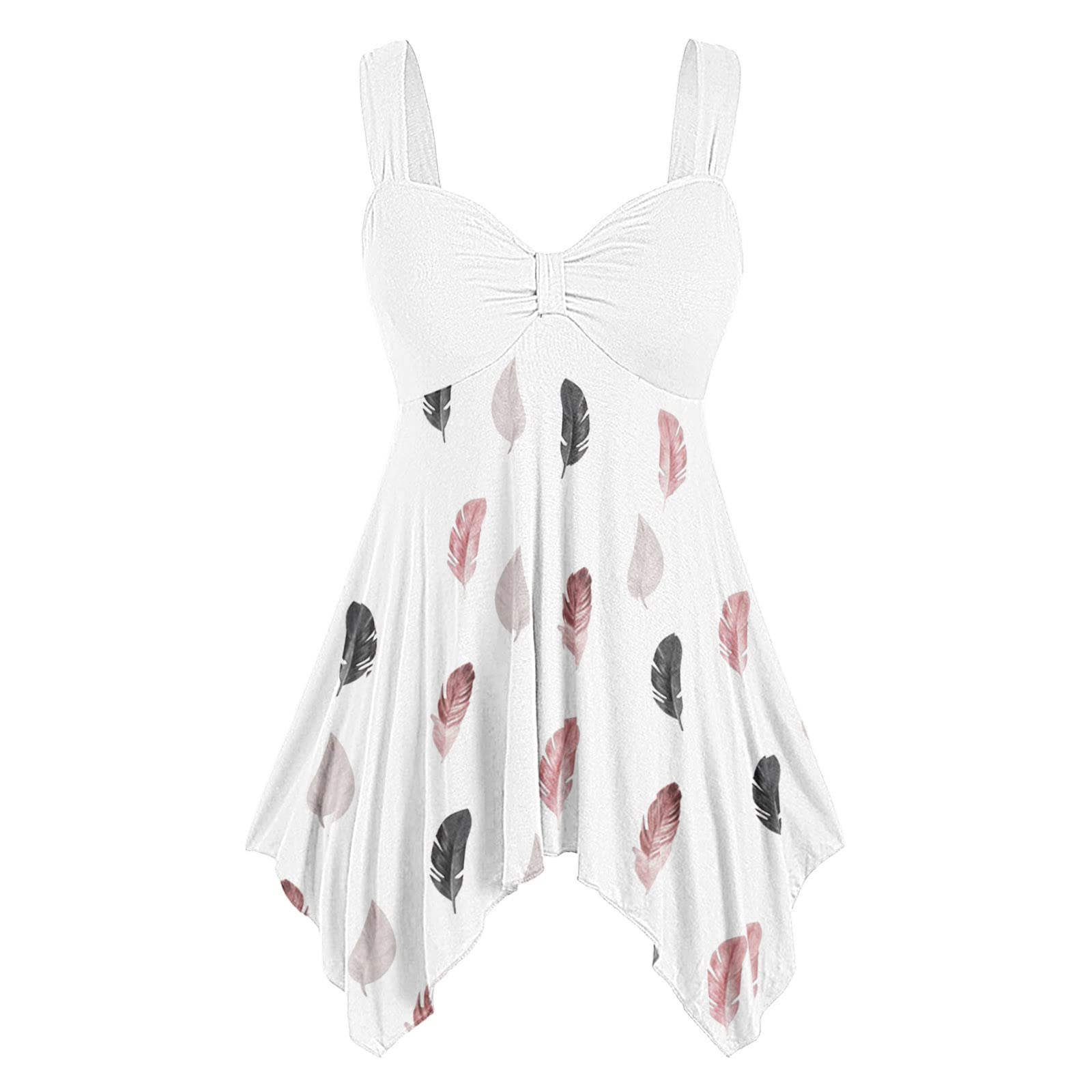 Women's Floral V-Neck Sleeveless Tank Tops with Side Split - Breathable Summer Casual T-Shirts for Workout, Beach, and Everyday Wear