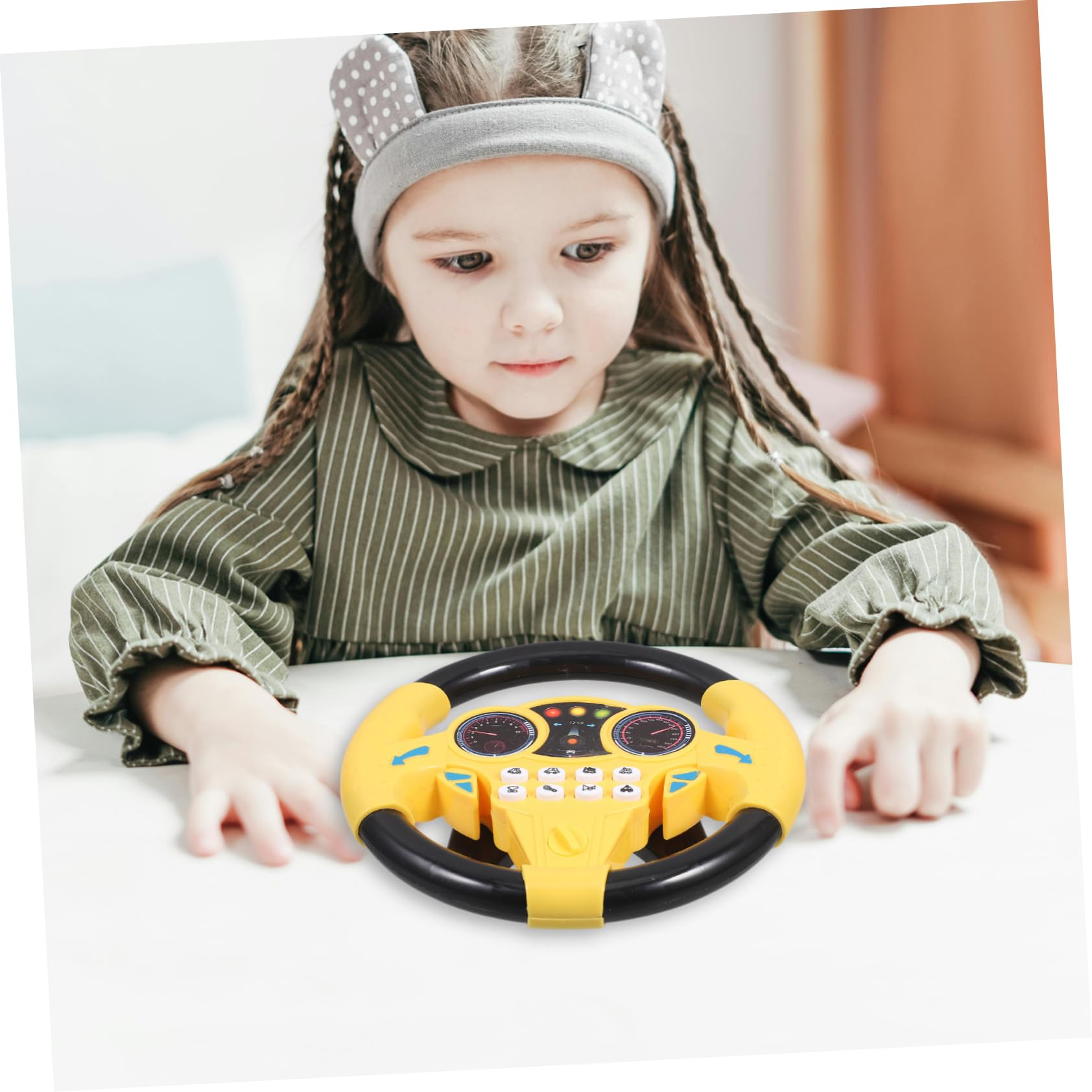 2pcs Electric Steering Wheel Toy Car for Kids - Realistic Driving Simulation with Sound & Light Effects - Perfect for Boys & Girls Pretend Play at Home or Outdoor