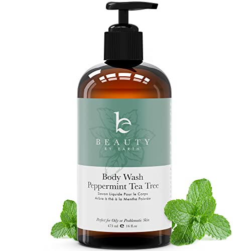 Organic Peppermint Tea Tree Body Wash for Acne-Prone Skin - Soothes Blemishes | Shower & Bath