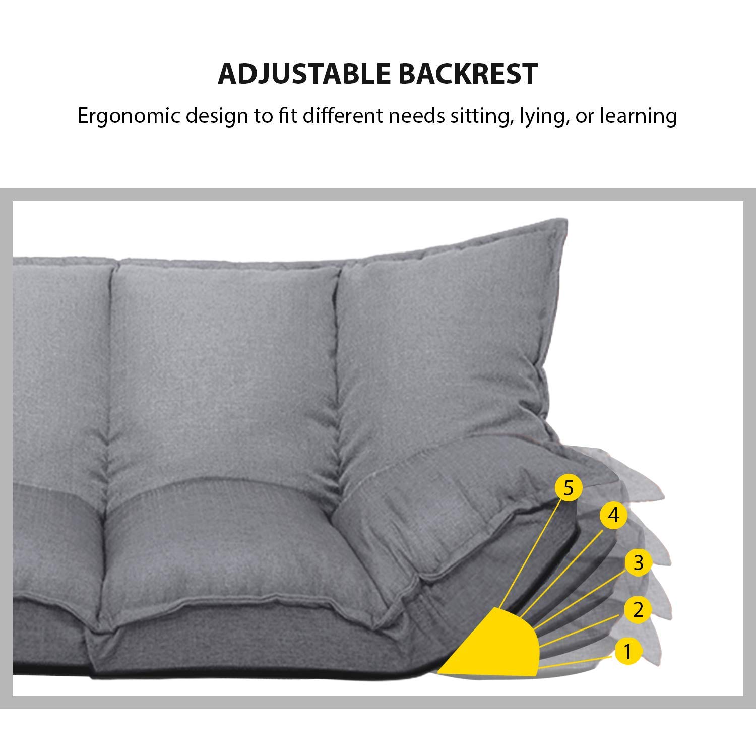 Jerry & Maggie Adjustable Folding Sofa Bed - Ultra Grey Lazy Couch for TV Watching, Gaming & Napping | Comfortable Futon Set for Small Spaces, Living Room & Bedroom