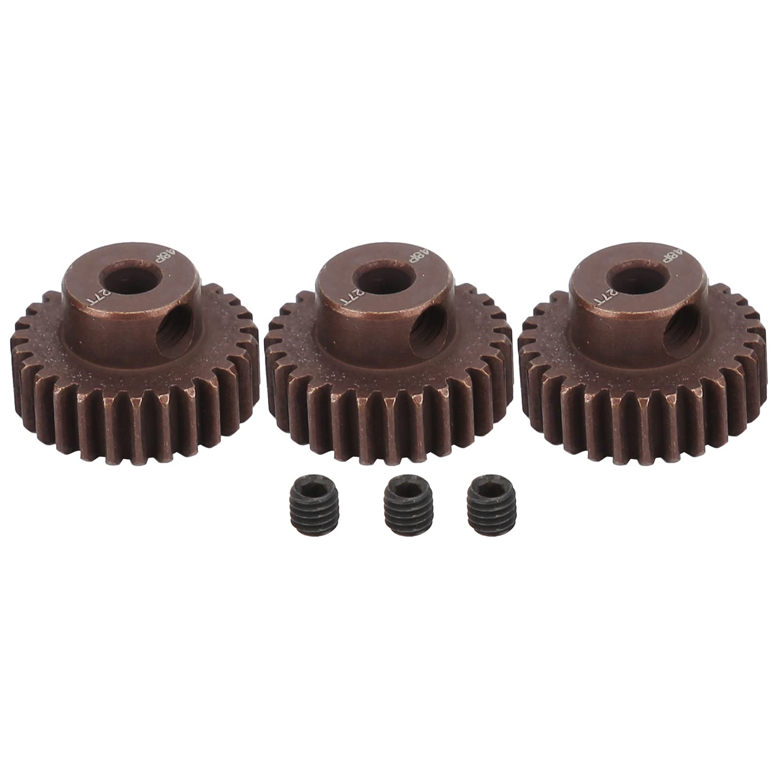 VGEBY 3Pcs 48DP 27T Steel RC Car Pinion Gears - Compatible with 3.175mm Shaft Motor for 1/10 Scale RC Cars - Durable Replacement Parts for RC Car Upgrades & Repairs - Perfect for Racing, Off-Roading & Hobby Enthusiasts