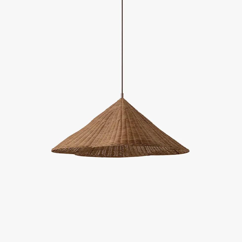 Vintage Woven Rattan Cone Shade Pendant Light - Boho Farmhouse Ceiling Fixture for Dining Room, Bedroom & Patio Decor