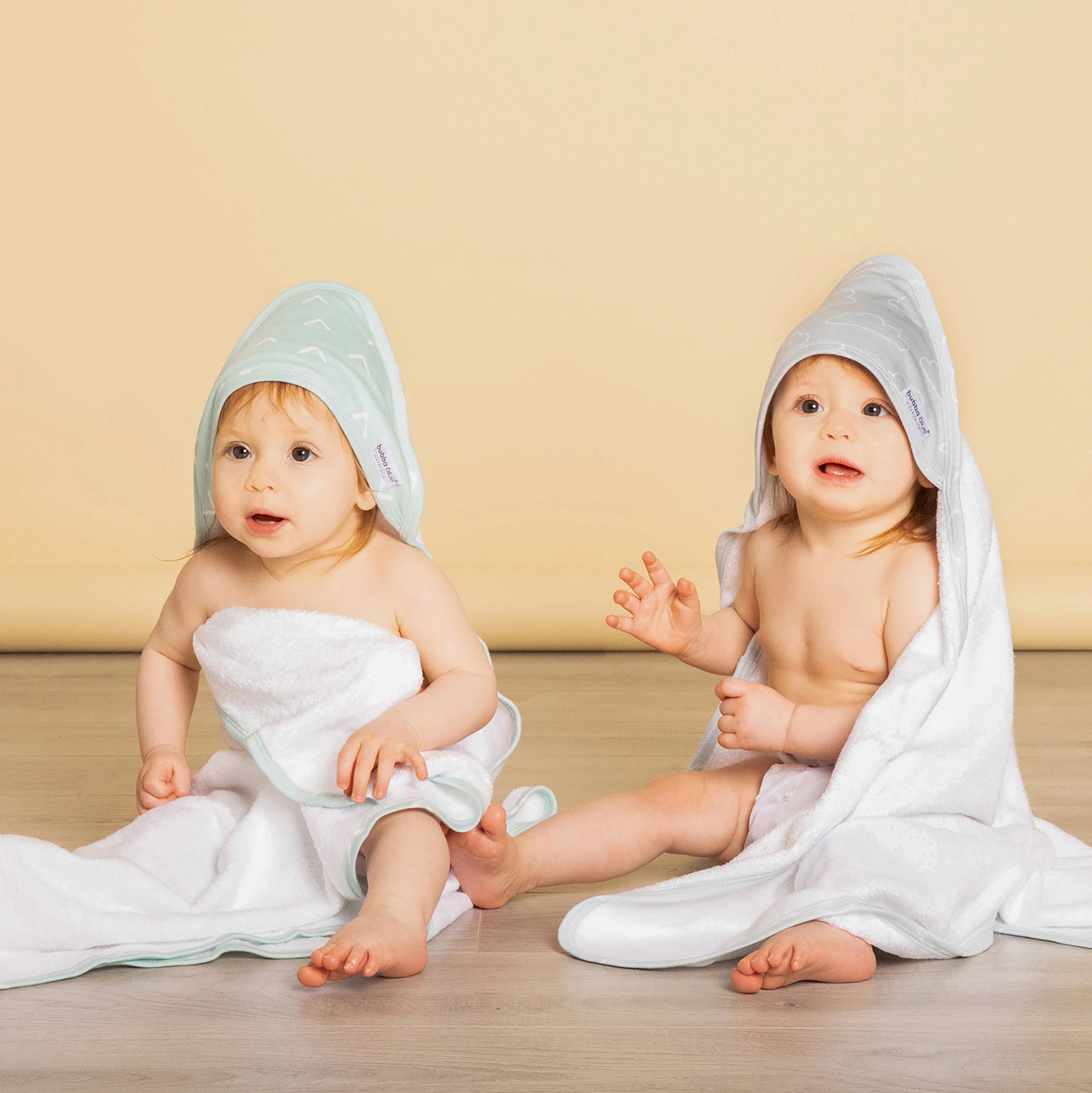 Nordic Style 2-Pack Hooded Baby Towel Set - Soft Dusty Sky & Mint for Newborns, Infants | Perfect for Bath Time, Swimming, and Beach Outings