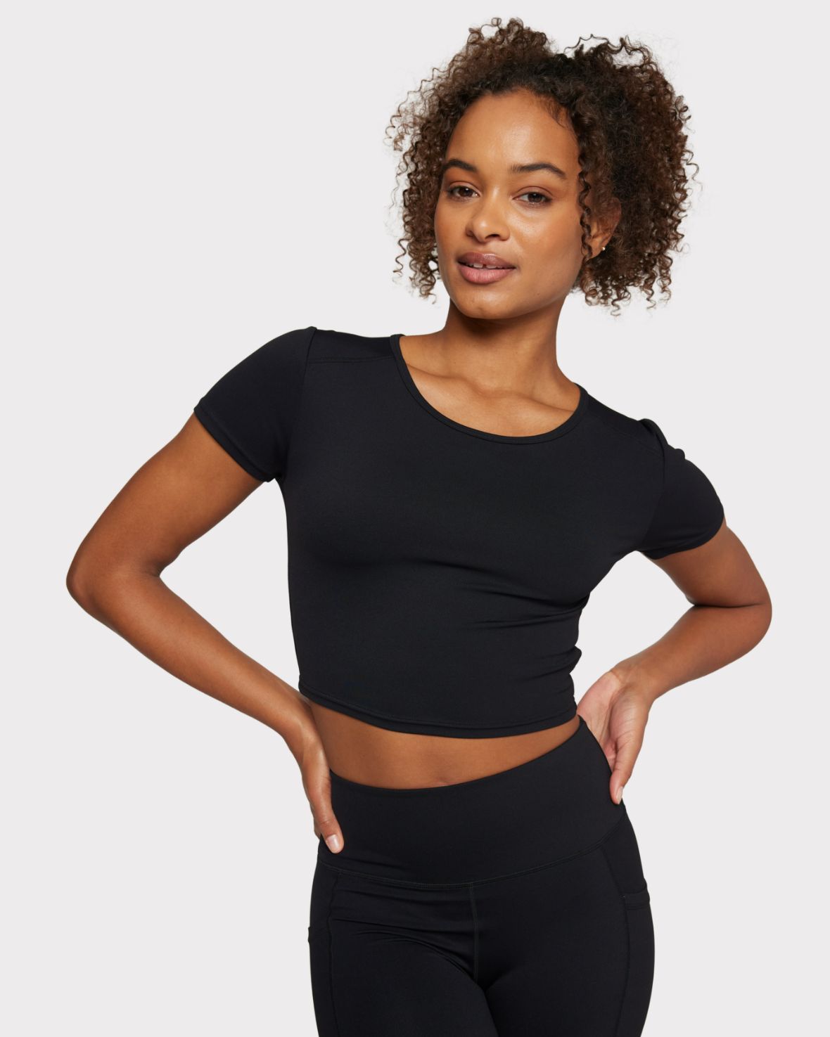 Soft & Stretch Crewneck Crop Top for Women - Comfortable Black T-Shirt for Casual Wear, Gym, Yoga & Everyday Outfits