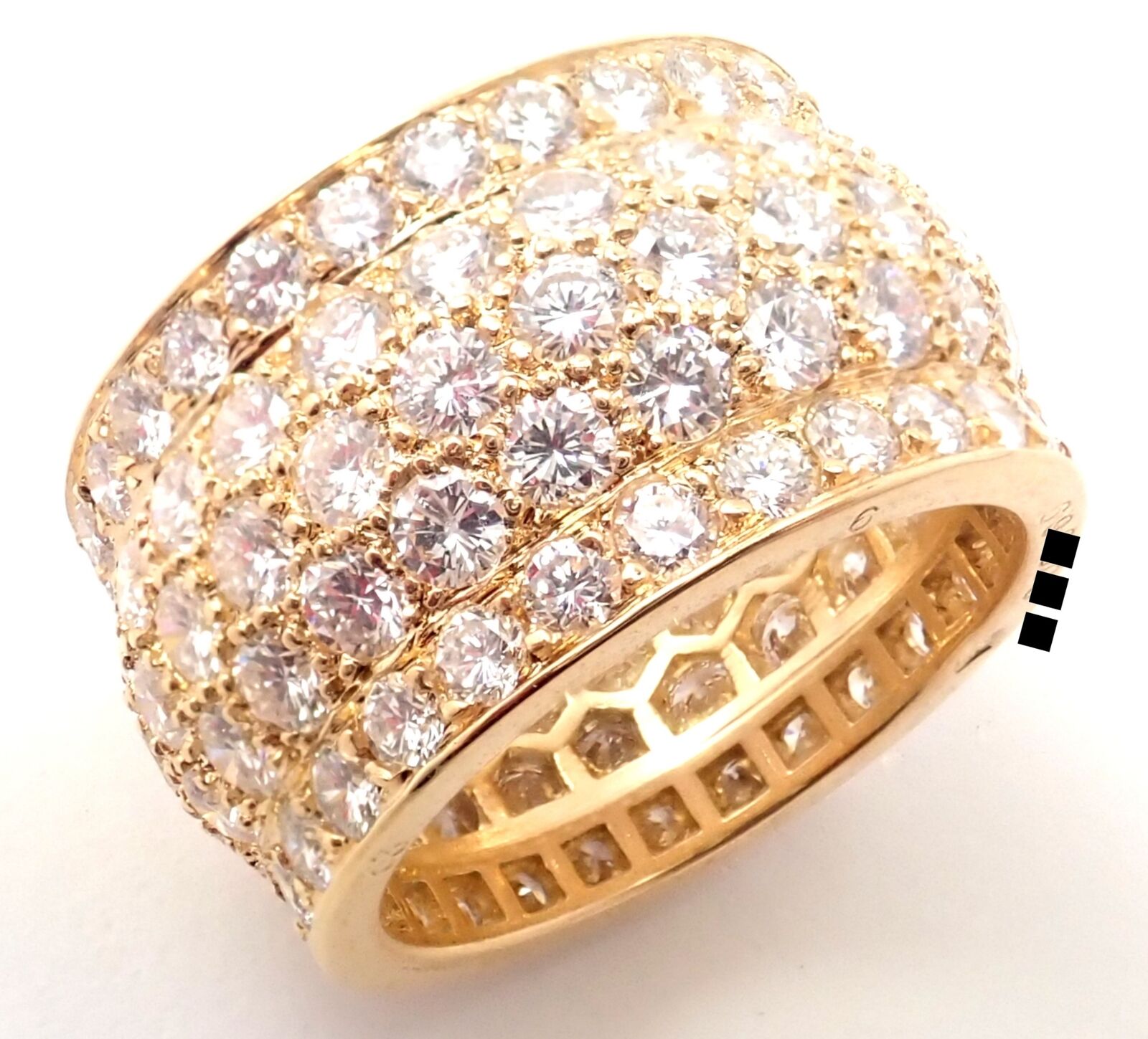 Authentic Cartier Nigeria 18k Yellow Gold Diamond Wide Band Ring Size 53 - Luxury Wedding Band & Anniversary Gift for Her
