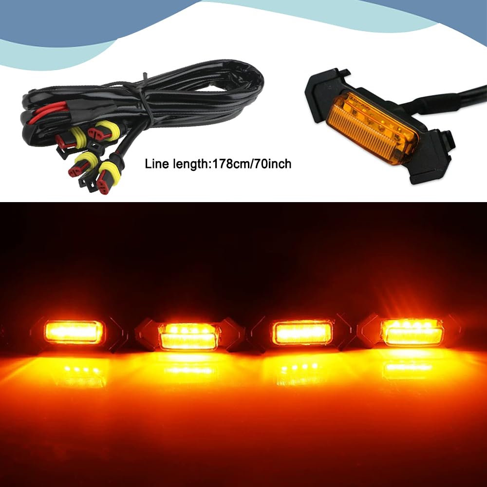 4PCS LED Grille Lights for 2016-2019 Tacoma TRD PRO - Amber Waterproof Dustproof Front Bumper Hood Mesh Grill Lights with Fuse | Off-Road, Truck Customization & Night Driving Safety Accessories