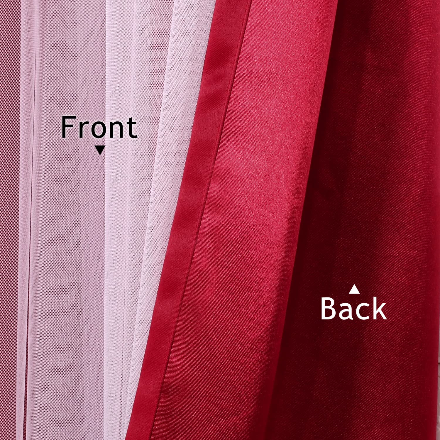BONZER Double Layer Blackout Curtains with Sheer Voile - 52x63 Inch Set of 2 Panels, Red - Thermal Insulated Grommet Drapes for Bedroom & Living Room - Mix & Match Window Treatments for Light Control & Privacy