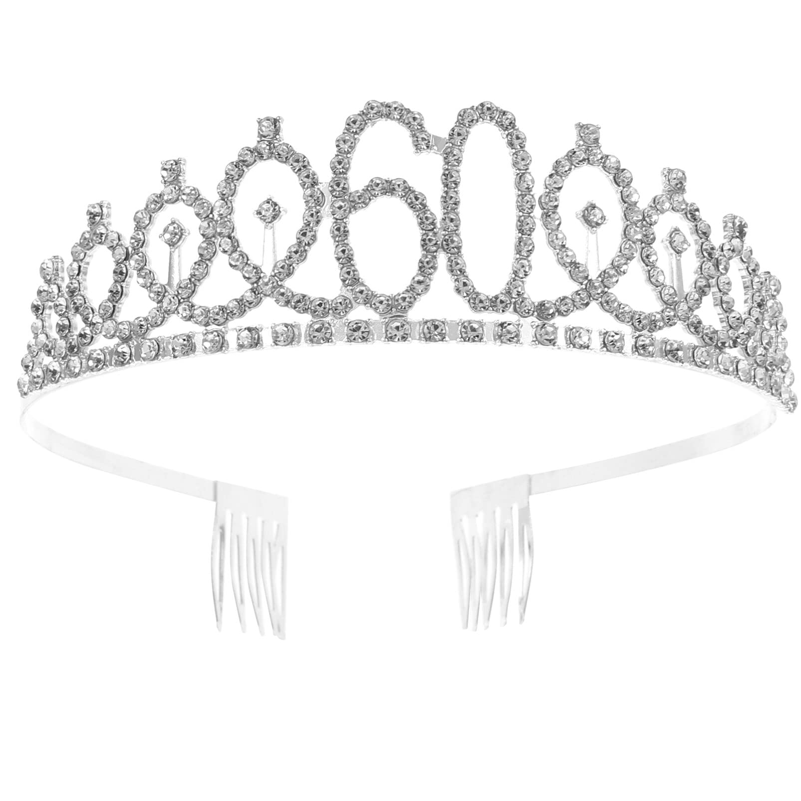 Frcolor Rhinestone Birthday Crown - Elegant 60th Birthday Tiara with Combs for Women, Mothers & Grandmothers | Perfect for Milestone Celebrations, Queen-Themed Parties & Special Occasions