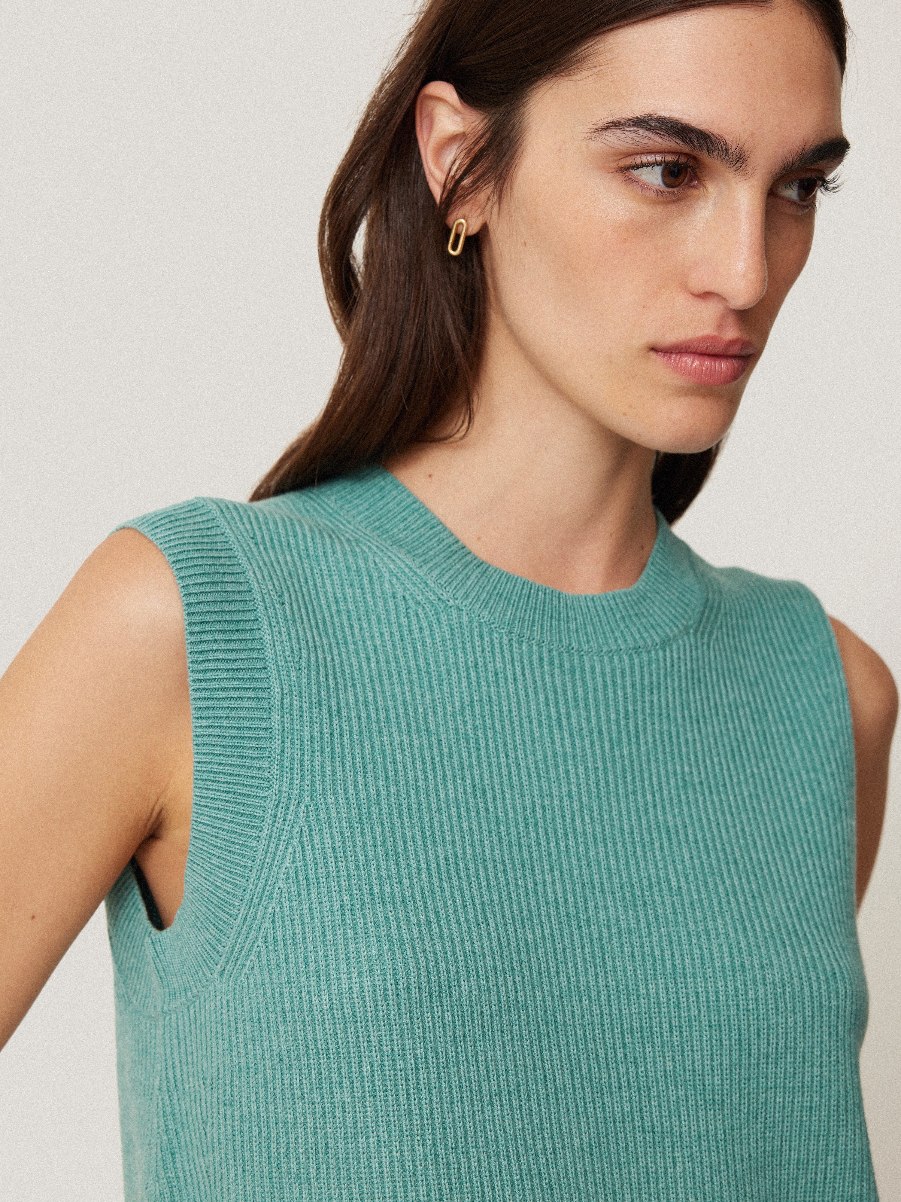 Soft Cotton Blend Crew Neck Tank Top for Women - Comfortable Duck Egg Blue Casual Tee | Perfect for Summer Outfits, Beach Wear & Lounge