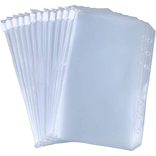 YHJIC A6 Size 6-Ring Binder Pockets with Zipper - 12 Pack Waterproof Document Organizer for School, Office & Travel - Perfect for Notebooks, Cards & Loose Papers