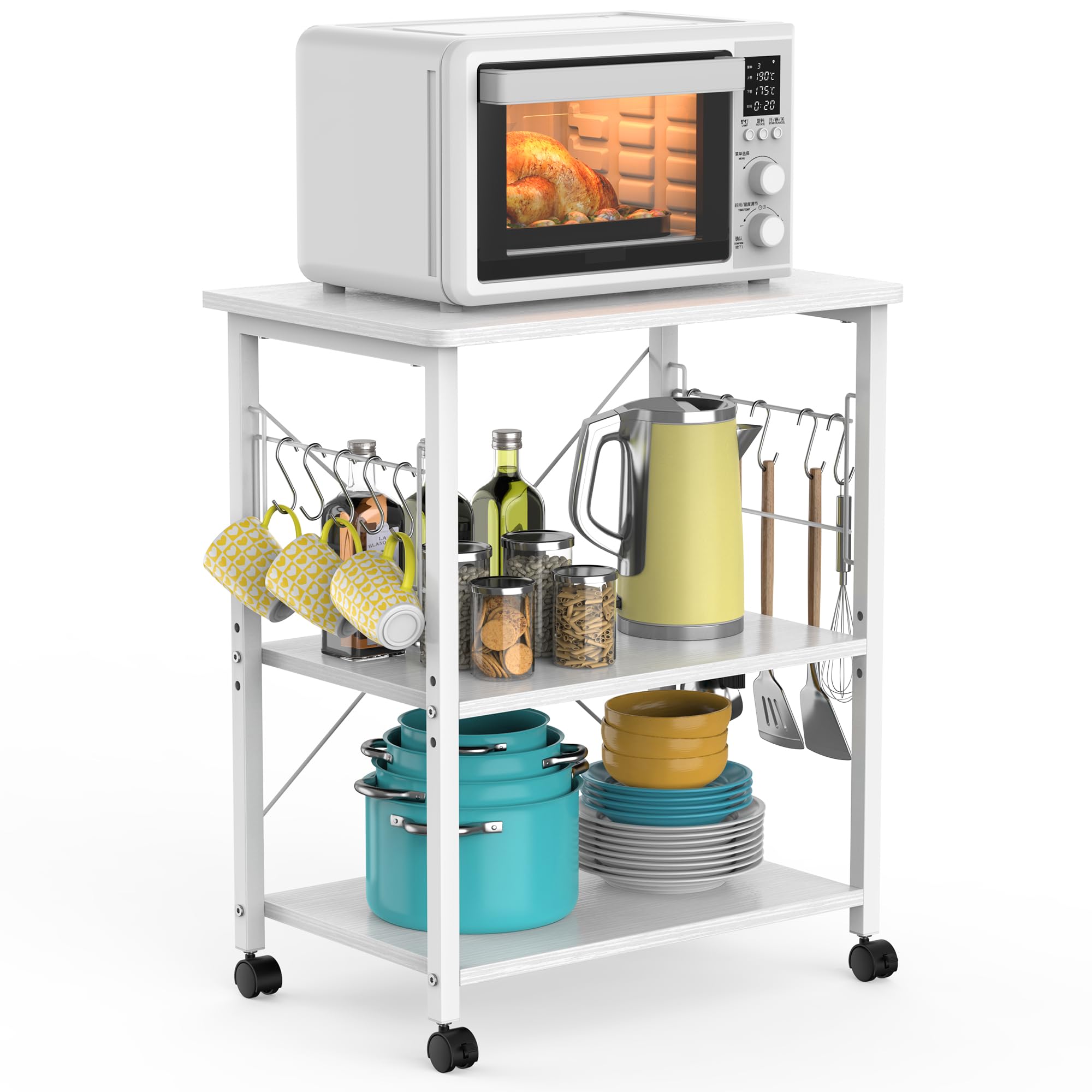 Mr IRONSTONE 3-Tier Rolling Microwave Cart 23.7