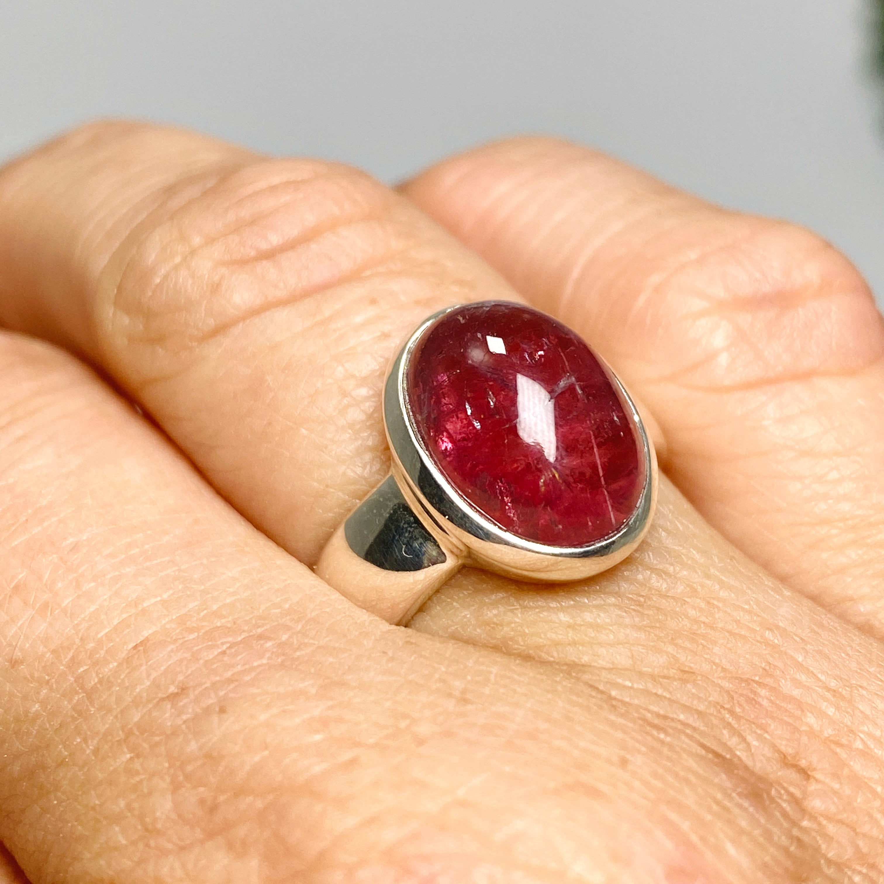 Pink Tourmaline Oval Cabochon Ring Size 7 - Genuine Gemstone Jewelry for Women - Perfect for Engagement, Wedding & Everyday Wear