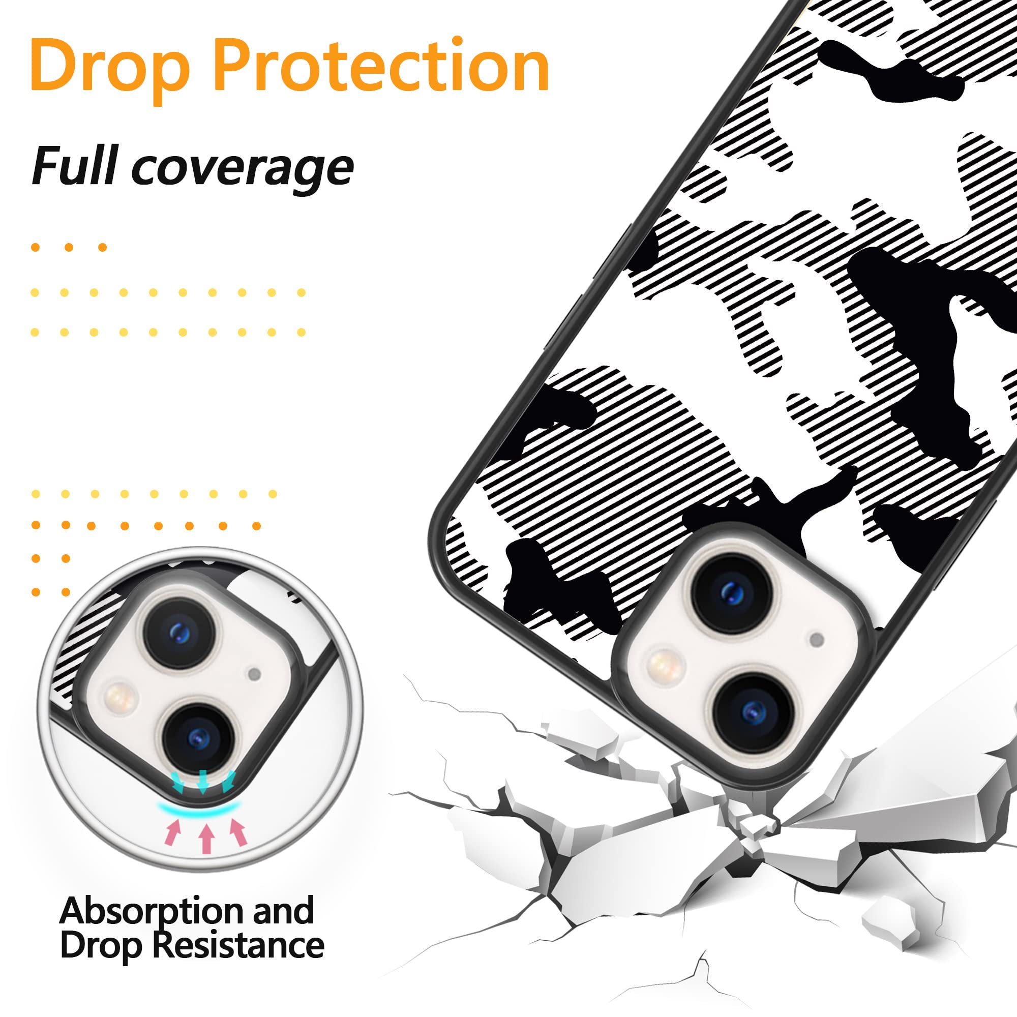 Premium White & Black Camo Phone Case for iPhone 13 Pro Max - Shockproof Protective Cover for Men & Women - Perfect for Outdoor, Work, and Daily Use