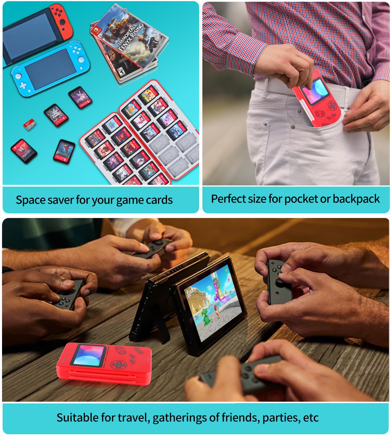 MOSAHOLL Switch Game Card Holder - 48 Cartridges & 24 SD Slots for Travel Storage