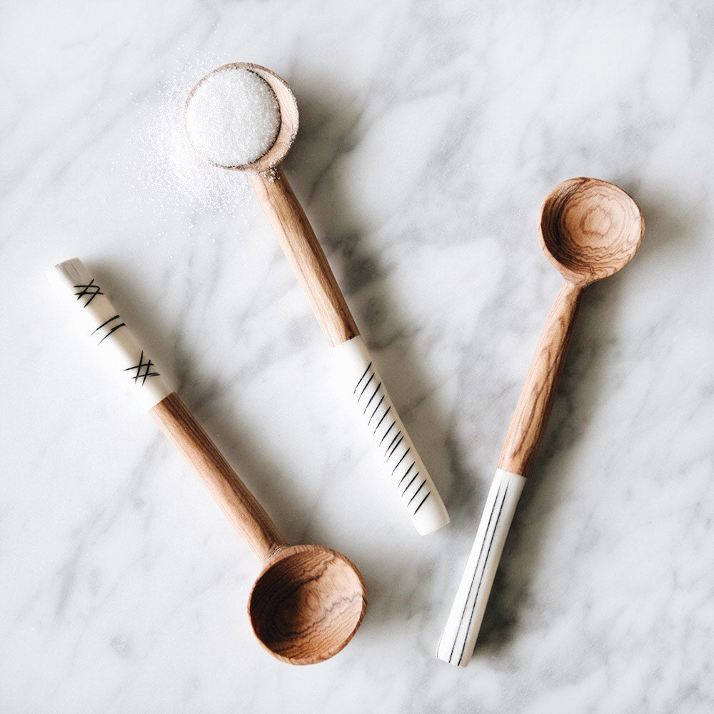 Handcrafted Wild Olive Wood Sugar Spoon Set - Natural, Eco-Friendly Kitchen Utensils for Coffee, Tea & Desserts - Perfect for Home, Café & Gifting