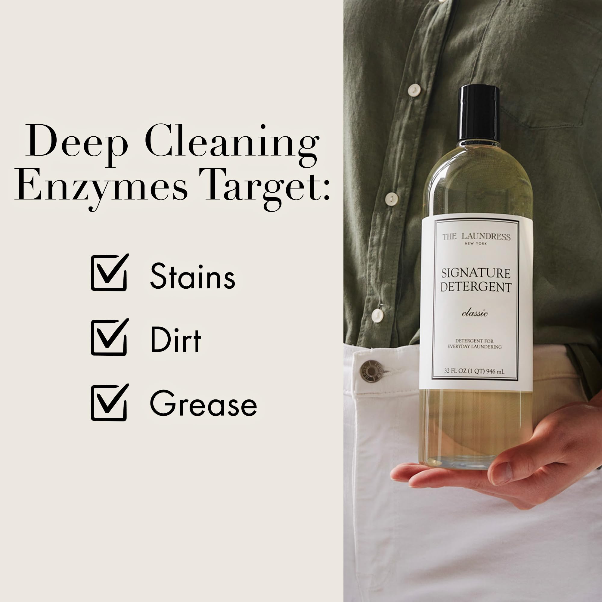 The Laundress Signature Detergent Classic - 32 Fl Oz Concentrated Liquid Laundry Detergent with Stain Remover | Gentle on Delicates, Perfect for Baby Clothes & Luxury Fabrics
