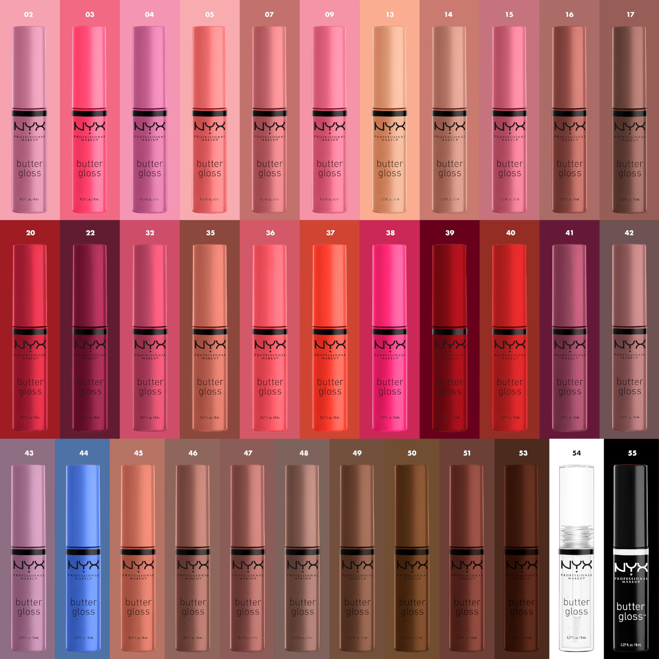 NYX Professional Makeup Butter Gloss - Non-Sticky Lip Gloss in Summer Fruit (Hot Pink) | Hydrating & Shiny Lip Color for Everyday Wear, Date Night & Special Occasions