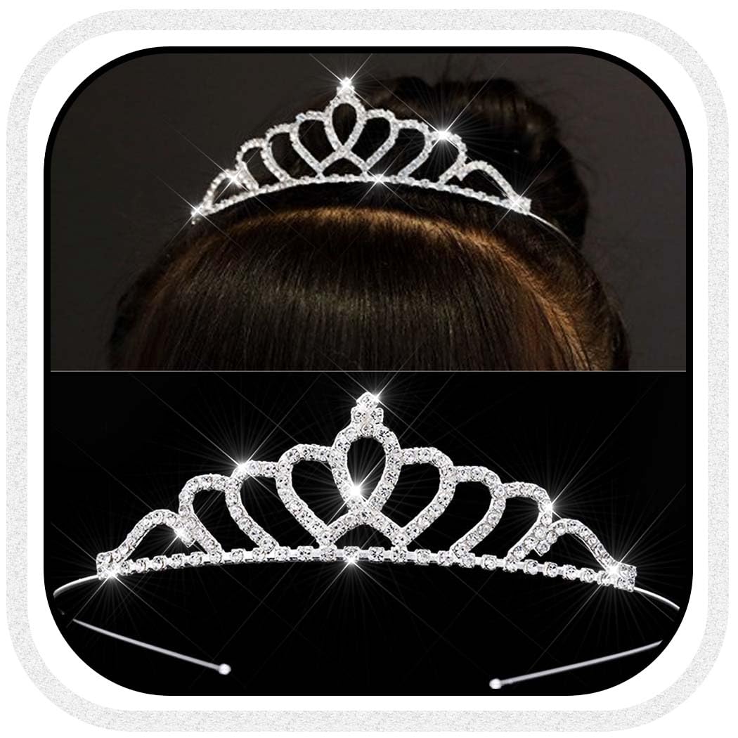 Sparkling Silver Tiara Crown with Rhinestones - Elegant Princess Crown for Girls & Women | Crystal Birthday Headband for Parties, Weddings & Special Events | Perfect Hair Accessory for Costumes & Celebrations