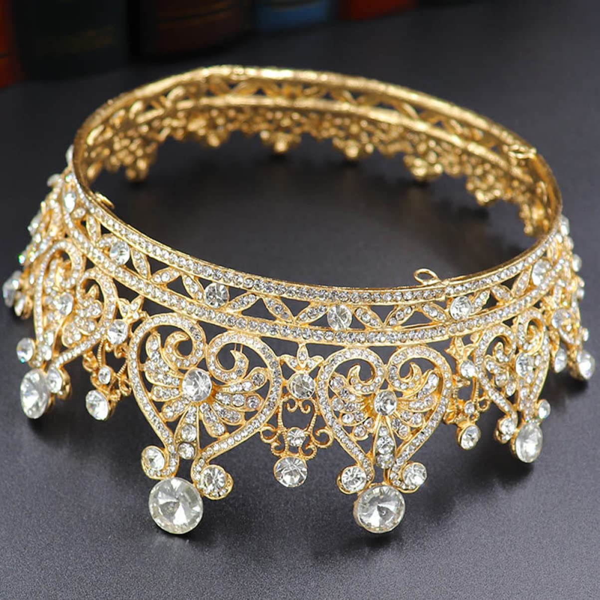 FOMIYES 3-Piece Baroque Bridal Hair Accessories Set - Rhinestone Queen Crown, Wedding Headpiece & Crystal Pearl Headband for Brides, Princess Hair Comb - Perfect for Weddings, Prom, Pageants & Special Occasions