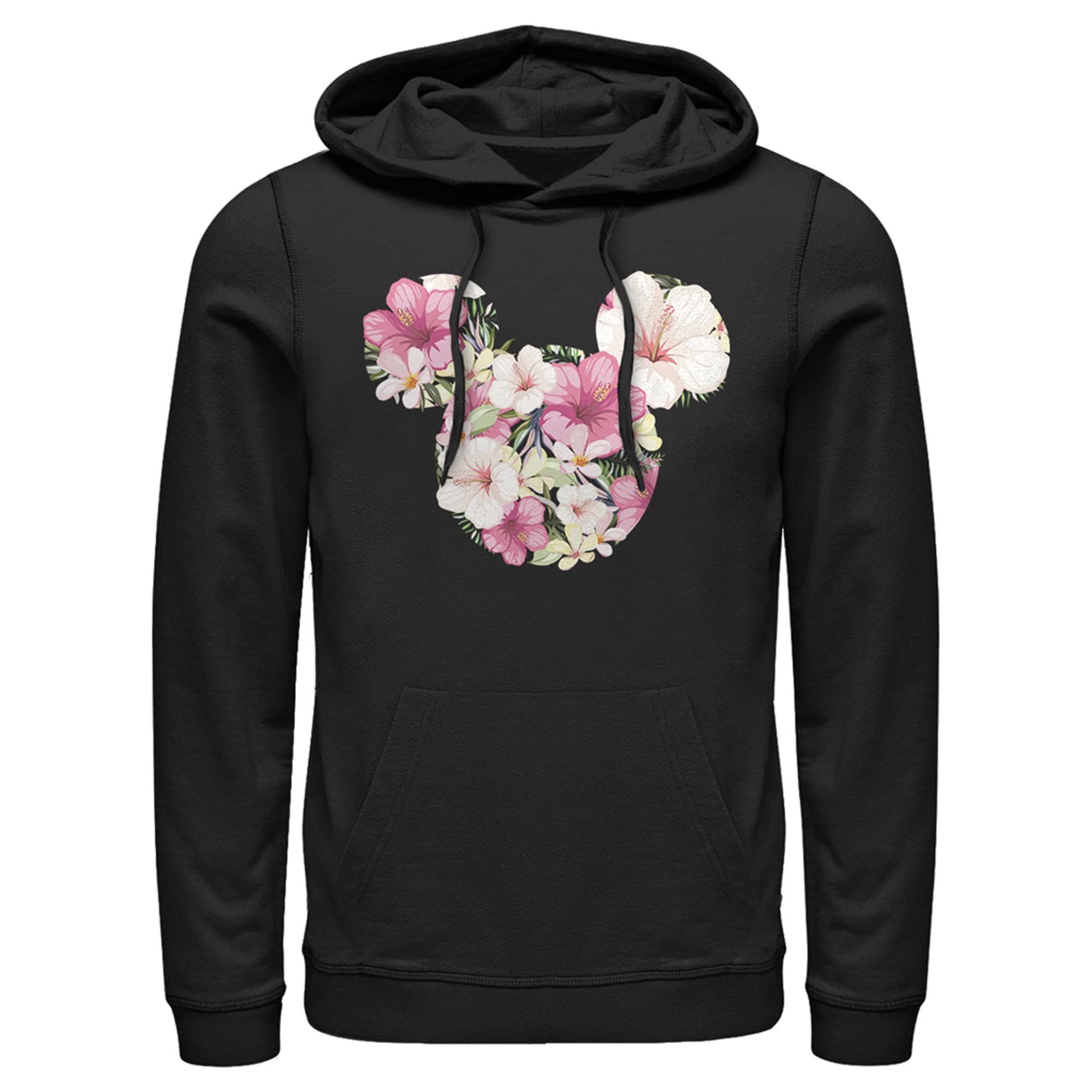 Men's Mickey & Friends Pink Floral Mickey Mouse Logo Pullover Hoodie | Disney Character Sweatshirt for Casual Wear & Gifts | Perfect for Theme Parks, Lounge Wear & Fan Apparel