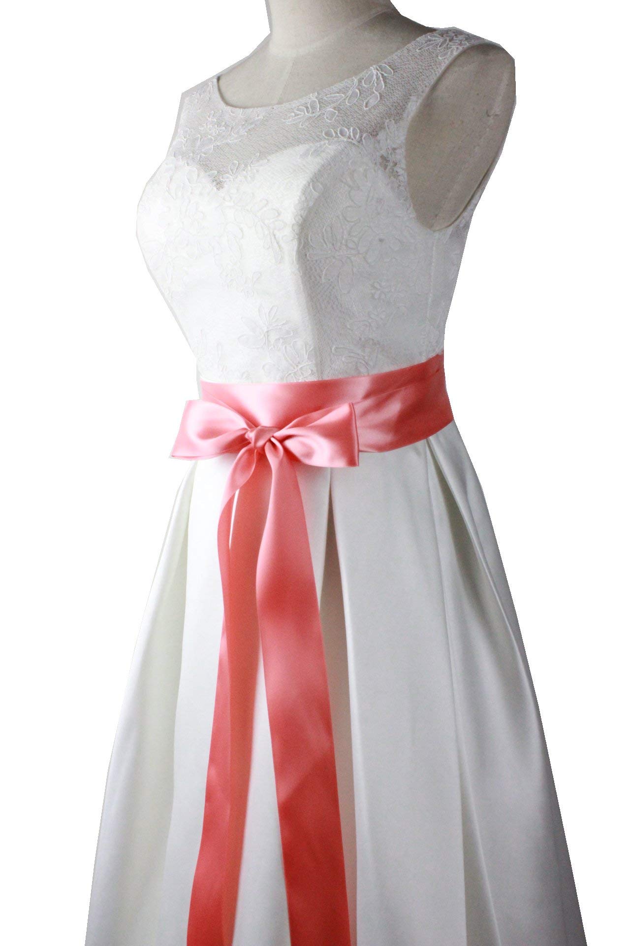 Leimandy 2 Inch Wide Satin Ribbon Sash - Elegant Waist Belt for Wedding Dresses, Bridal Gowns, Prom & Formal Events - Adjustable Waistband in 12 Classic Colors (Rose Gold, Ivory, Navy Blue etc.)