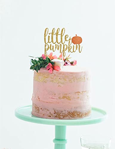 Little Pumpkin Cake Topper - Fall & Autumn Baby Shower Decor for Gender Neutral, Sprinkle or Reveal Parties (Pink Cardstock) | Perfect for Baby Showers, Gender Reveals & Seasonal Celebrations