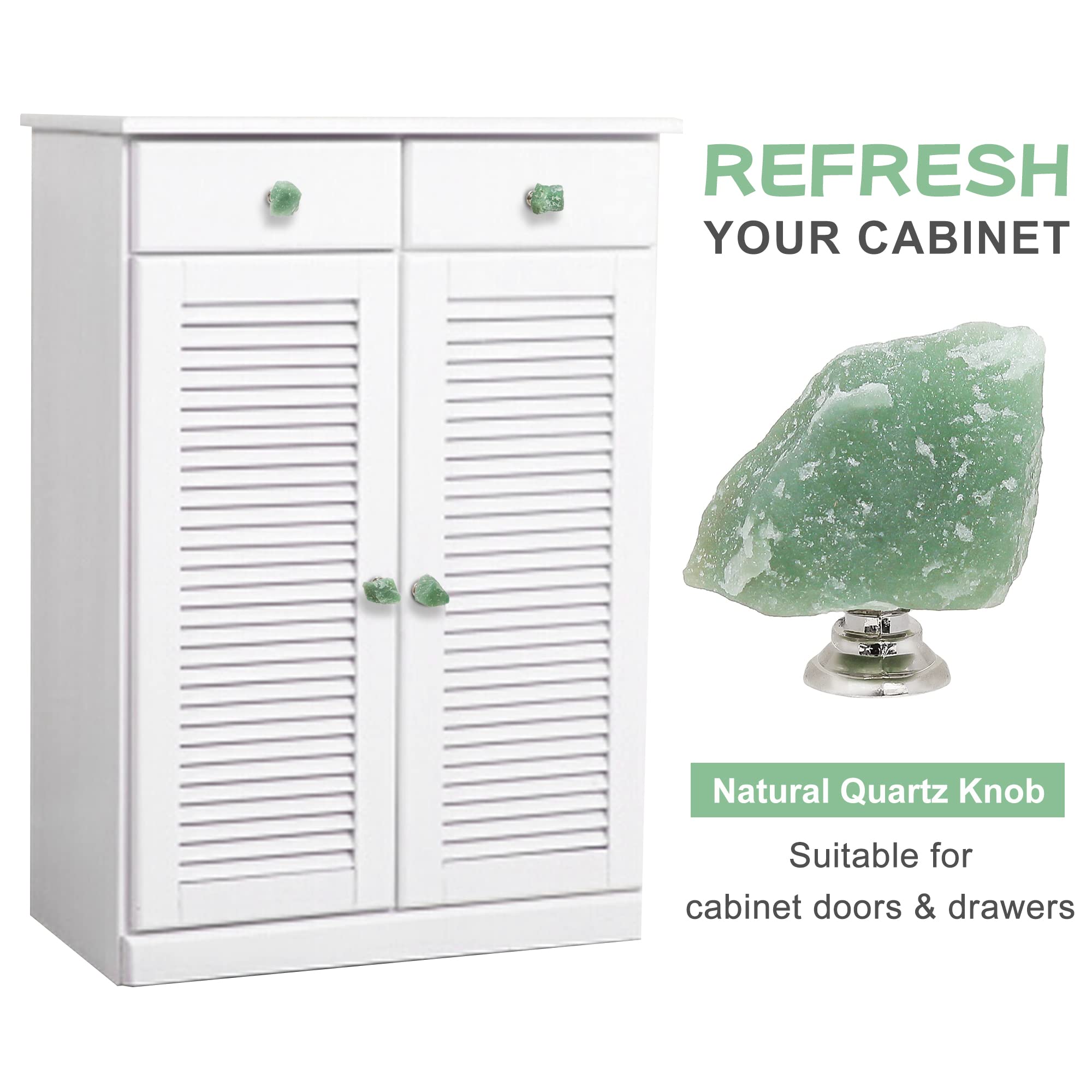 4-Piece Green Aventurine Crystal Cabinet Knobs - Natural Quartz Drawer Pulls for Kitchen, Dresser, Closet & Cupboard - Elegant Home Decor Upgrade for Cabinets & Furniture