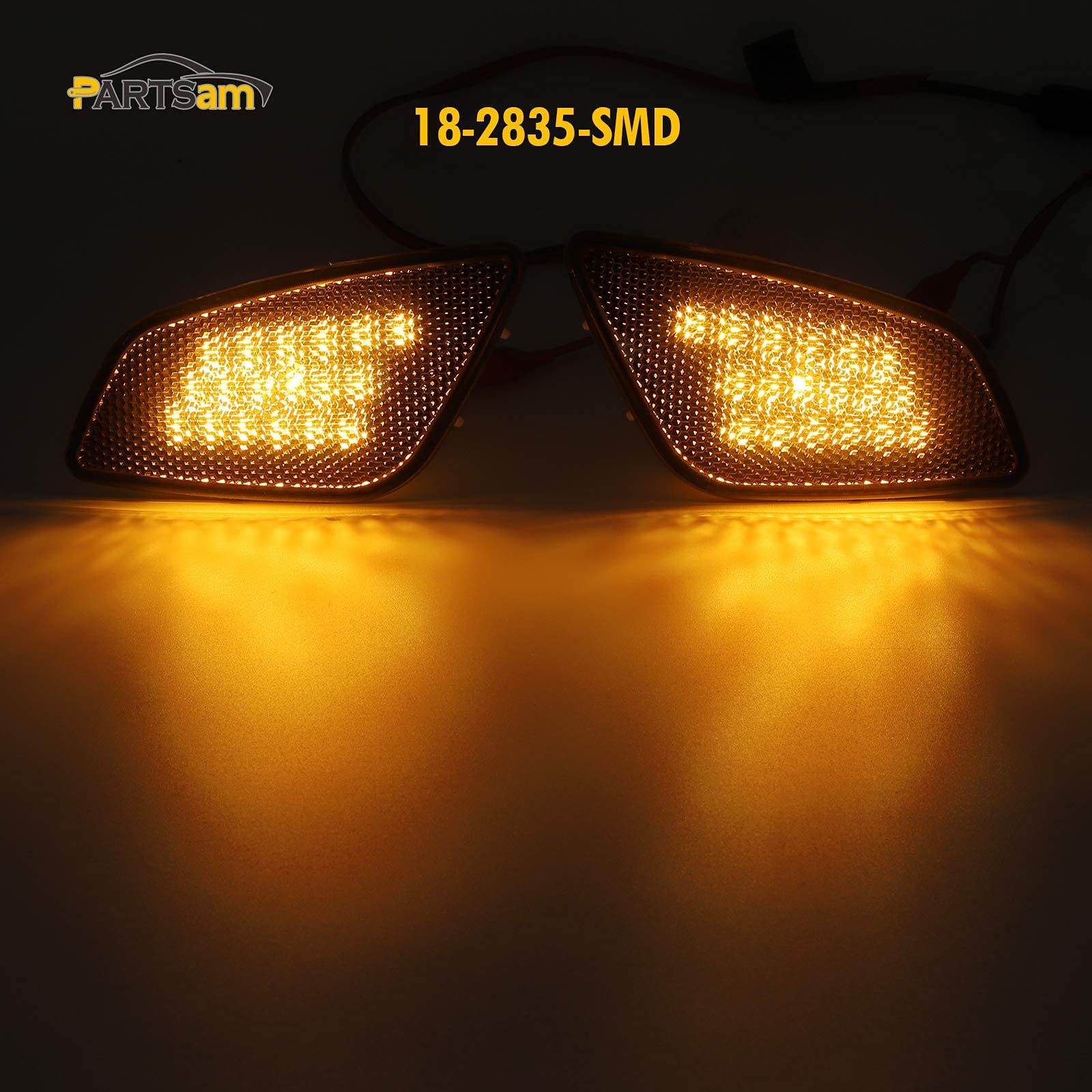 Partsam LED Light Kit for Jeep Wrangler TJ - Smoke Lens Square Tail Lights & Amber Front Fender Marker Lights Replacement Pair | Off-Road, Night Driving & Custom Jeep Accessories