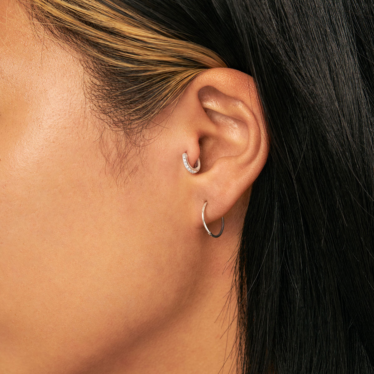 12mm Endless Silver Sleepers Earrings - Hypoallergenic Stainless Steel Hoops for Women, Perfect for Everyday Wear, Gifts & Special Occasions