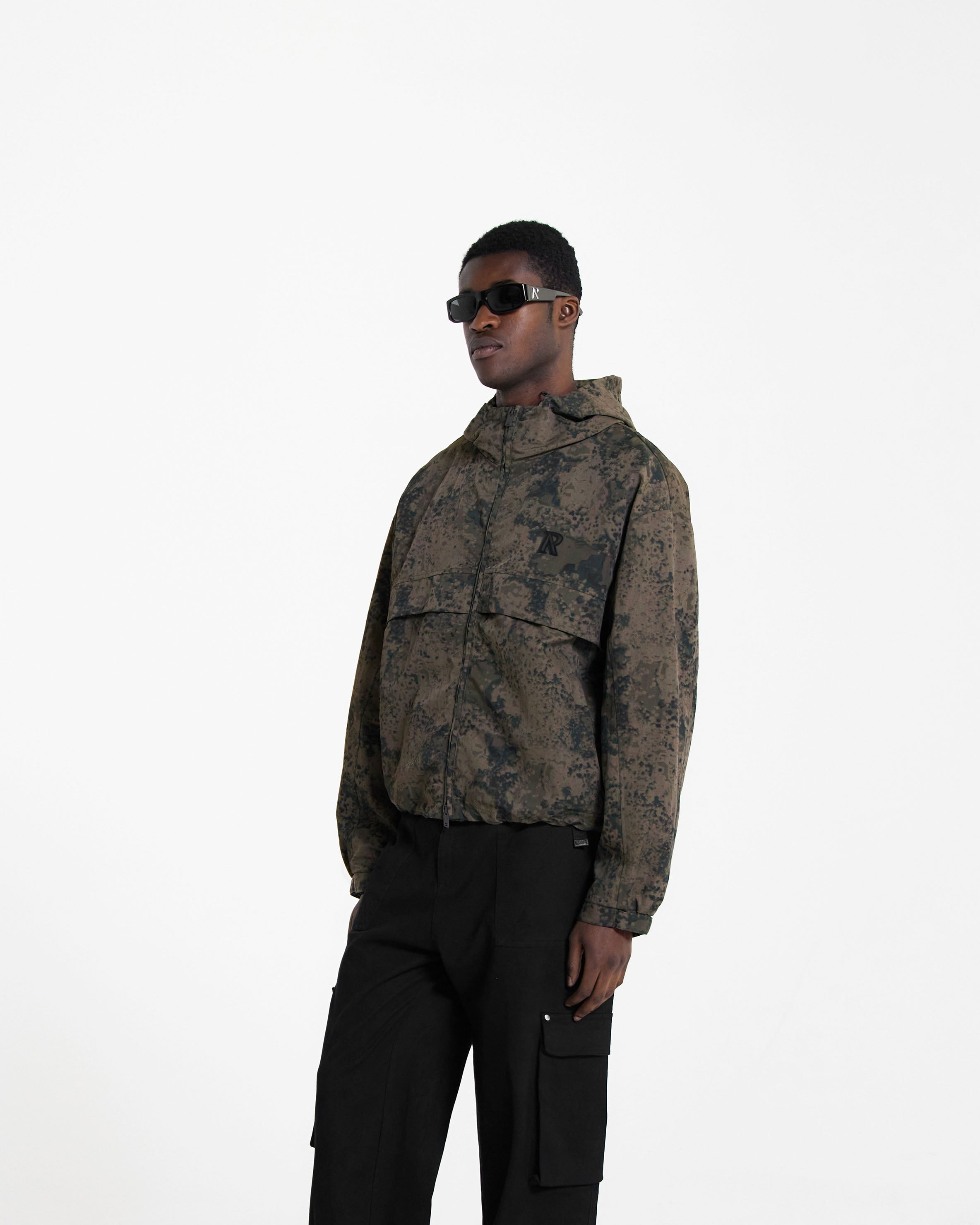 Men's Camo Hooded Track Jacket - Lightweight Athletic Zip Up Jacket for Running, Gym & Outdoor Sports