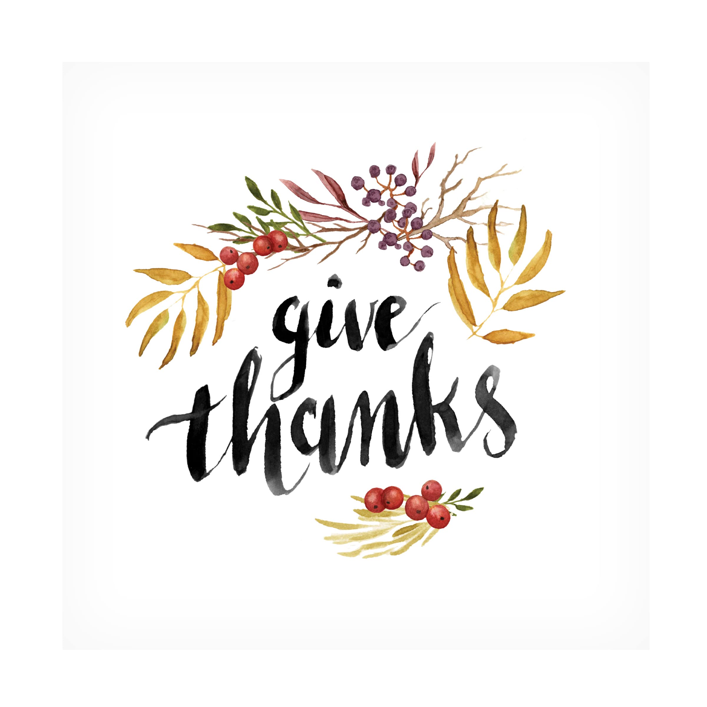 Give Thanks Canvas Wall Art by Deborah Knudson - Inspirational Thanksgiving Home Decor for Living Room, Bedroom & Office