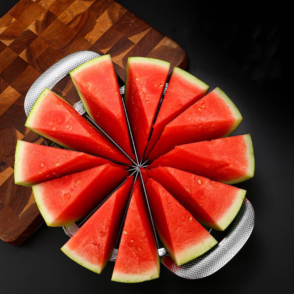 Stainless Steel Round Watermelon Slicer with Non-Slip Handle - Multi-Fruit Cutter for Watermelons, Apples & More - Sharp & Durable Kitchen Tool for Fruit Salads, Smoothies & Party Platters